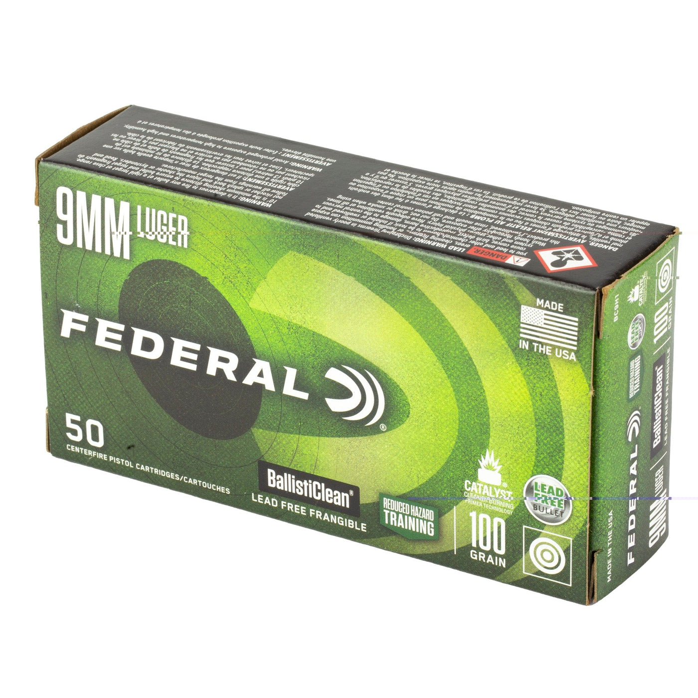 Federal Fed Ballisticlean 9mm 100gr 50/1000 Ammo