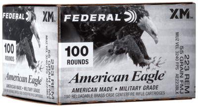 Federal Federal American Eagle Rifle Ammo 223 Rem. 55 Gr. Fmjbt 100 Rd. Ammo