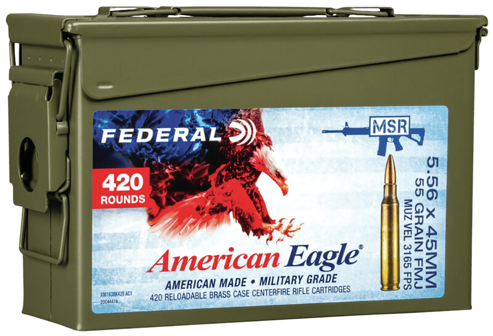 Federal Federal American Eagle Rifle Ammo 5.56mm 55 Gr. Fmjbt 420 Rd. Loose Can Ammo