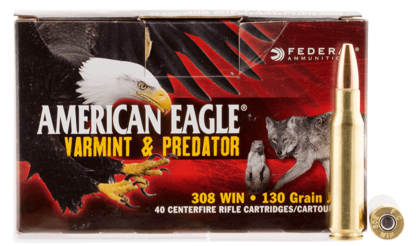 Federal Federal American Eagle Varmint & Predator Ammo 308 Win. 130 Gr. Jhp 40 Rd. Ammo