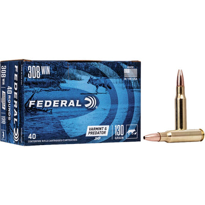 Federal Federal American Eagle Varmint & Predator Ammo 308 Win. 130 Gr. Jhp 40 Rd. Ammo