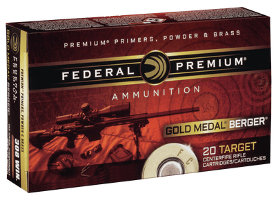 Federal Federal Gold Medal Berger Rifle Ammo 308 Win 185 Gr. Jugernaught Open Tip Match 20 Rd. Ammo