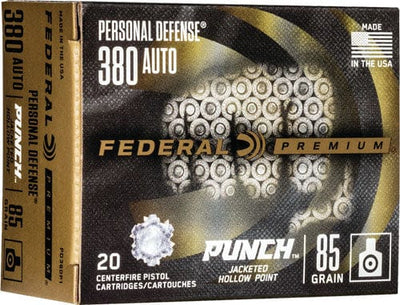 Federal Federal Premium Punch Pistol Ammo 380 Acp 85 Gr. Jhp 20 Rd. Ammo