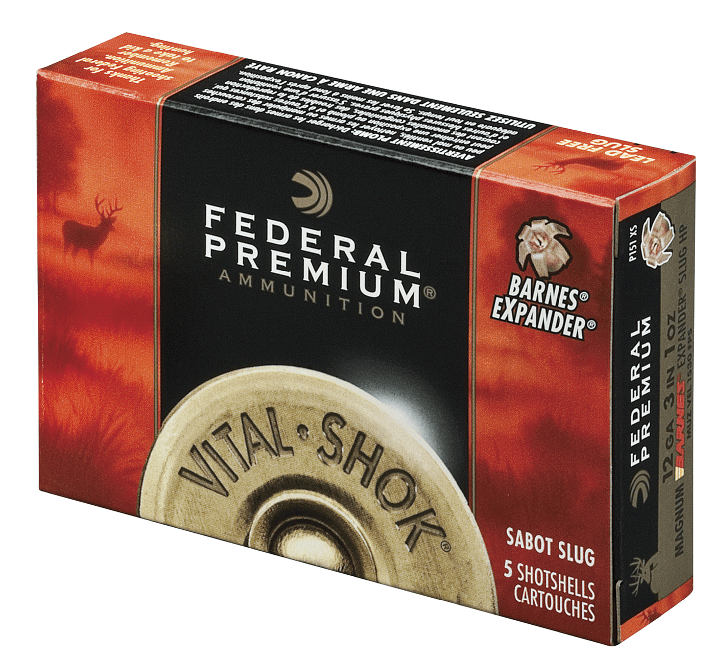 Federal Federal Premium Vital-shok Load 12 Gauge 2.75 In. 11/16 Oz. Sabot Slug 5 Rd. Ammo