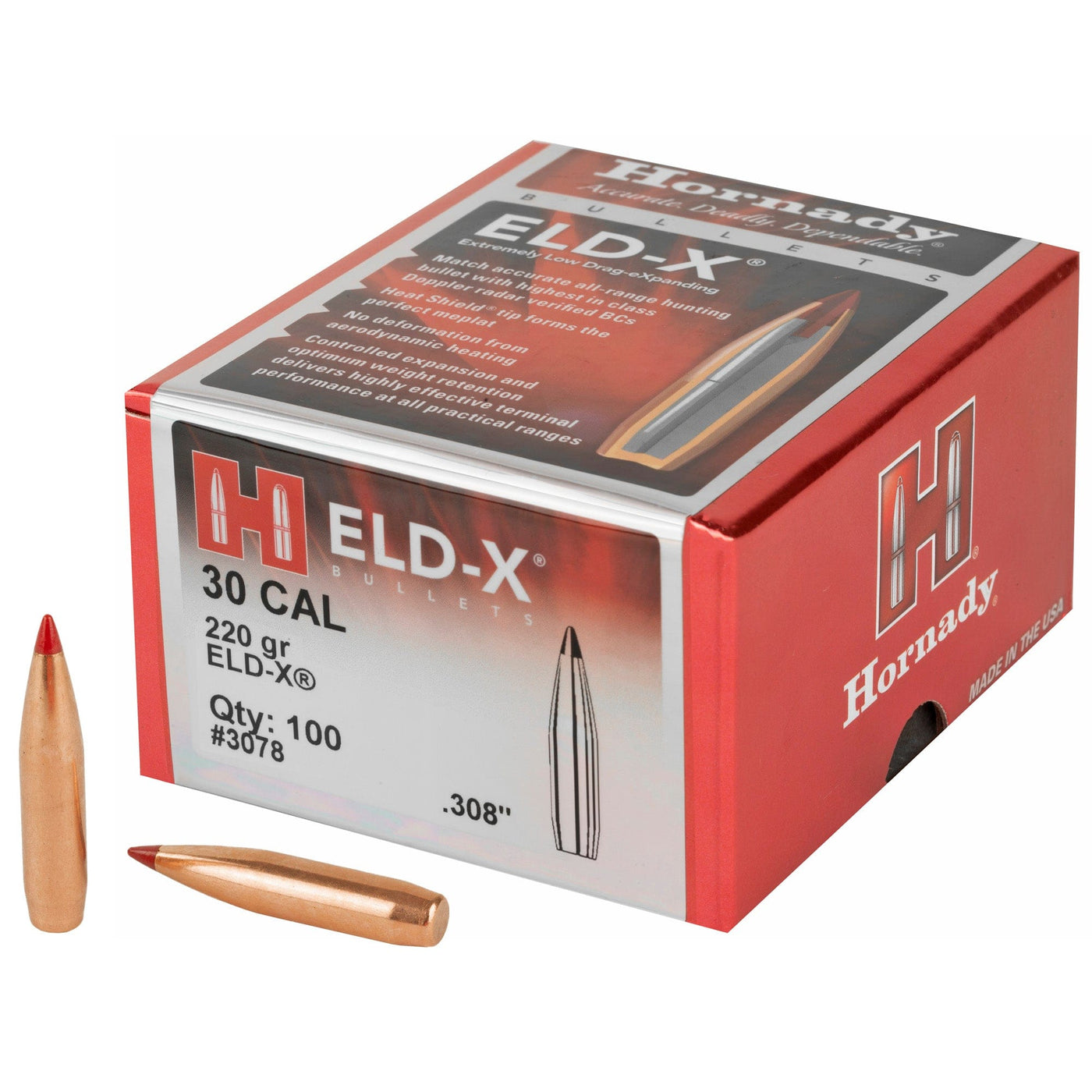 Hornady Hornady Bullets 30 Cal .308 - 220gr. Eld-x 100ct Reloading