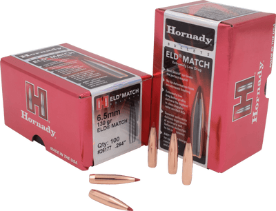 Hornady Hornady Eld Match Bullets 6.5mm .264 130 Gr. Eld Match 100 Box Reloading