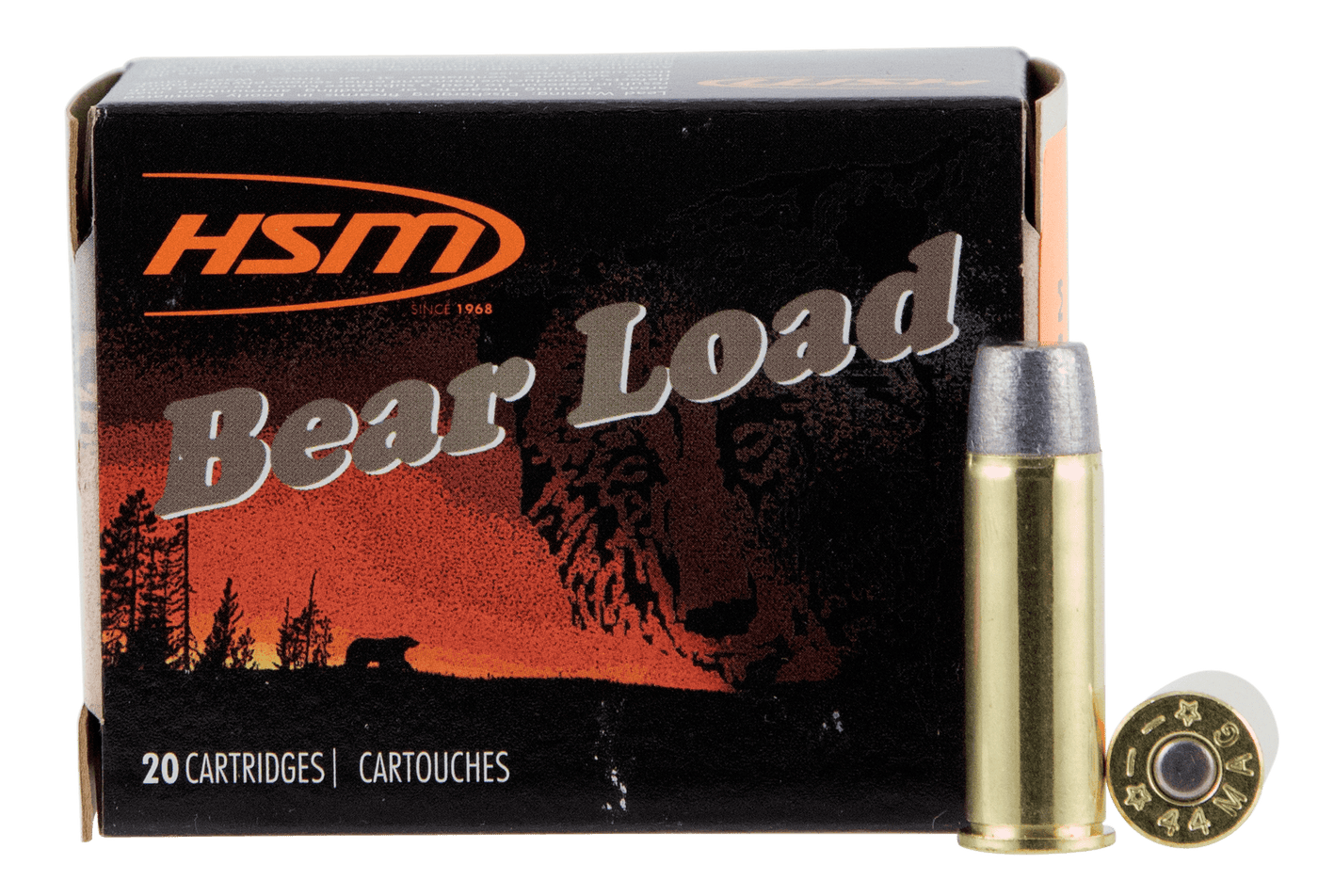 HSM Hsm Bear Load Ammunition 44 Mag. Wide Flat Nose 305 Gr. 20 Rd. Ammo