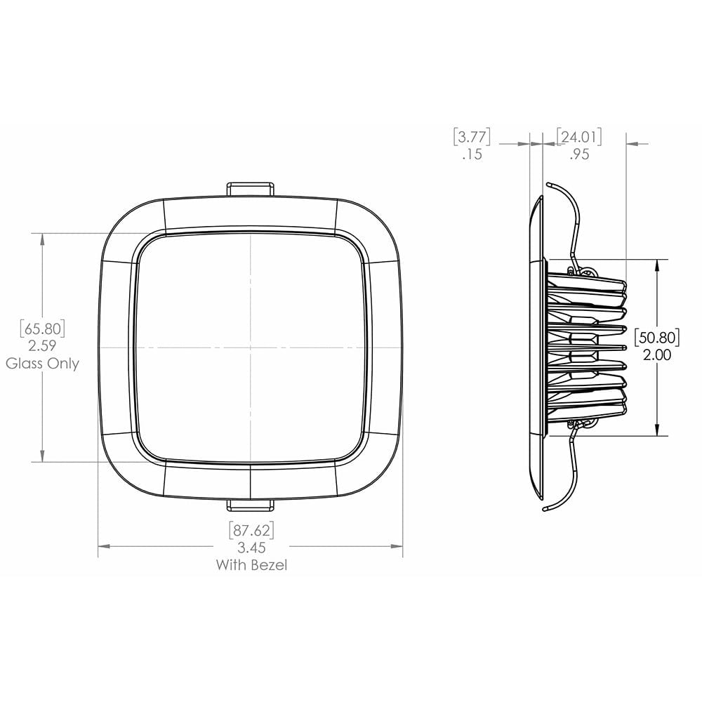 Lumitec Lumitec Square Mirage Down Light - White Dimming, Red/Blue Non-Dimming - Polished Bezel Lighting