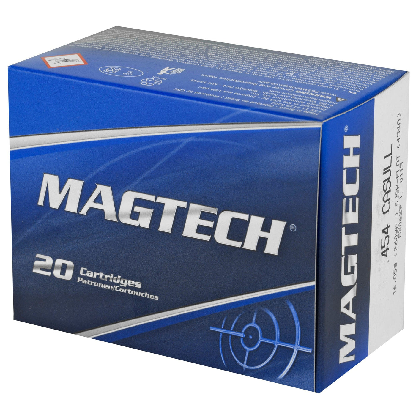 Magtech Magtech 454 Casull 260gr - 20rd 50bx/cs Sjsp-flat Point Ammo