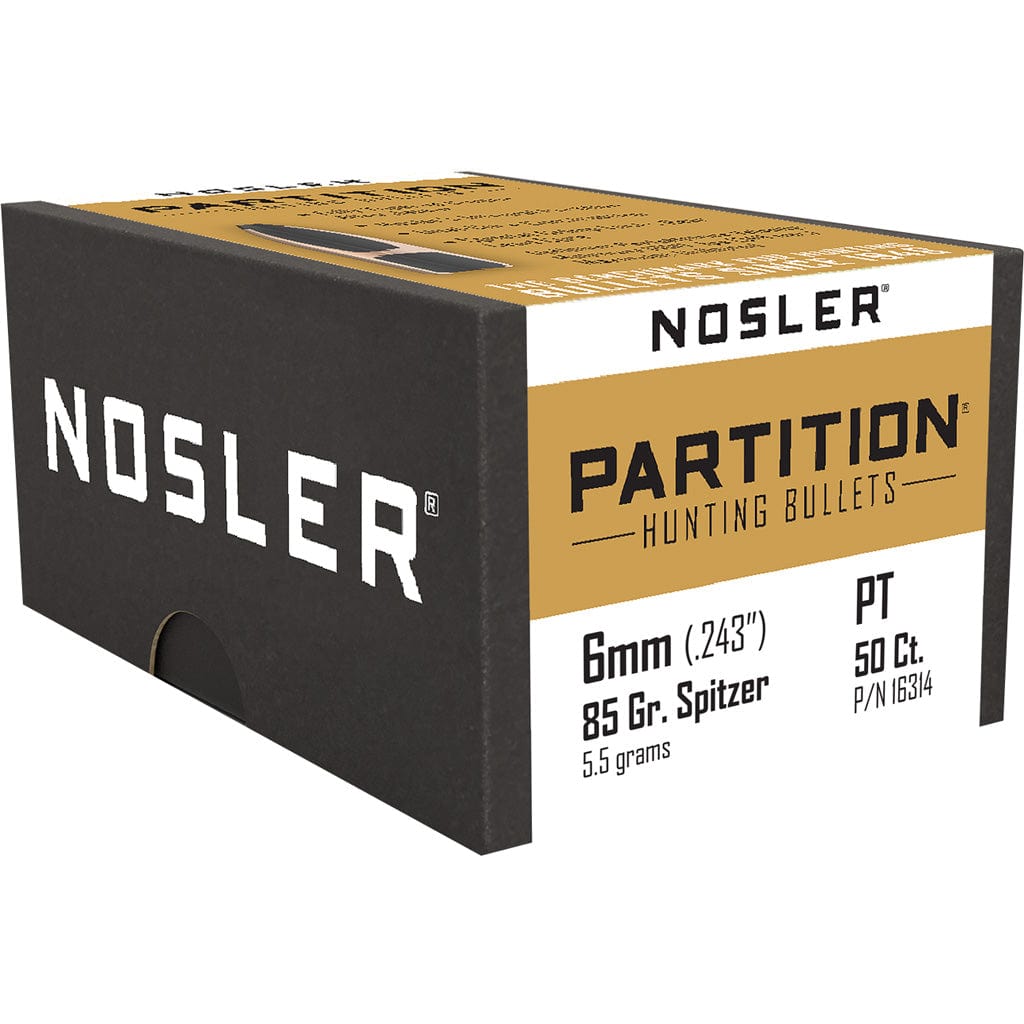 Nosler Bullets Nosler Partition Bullets 6mm 85 Gr. Spitzer Point 50 Pk. Reloading Components