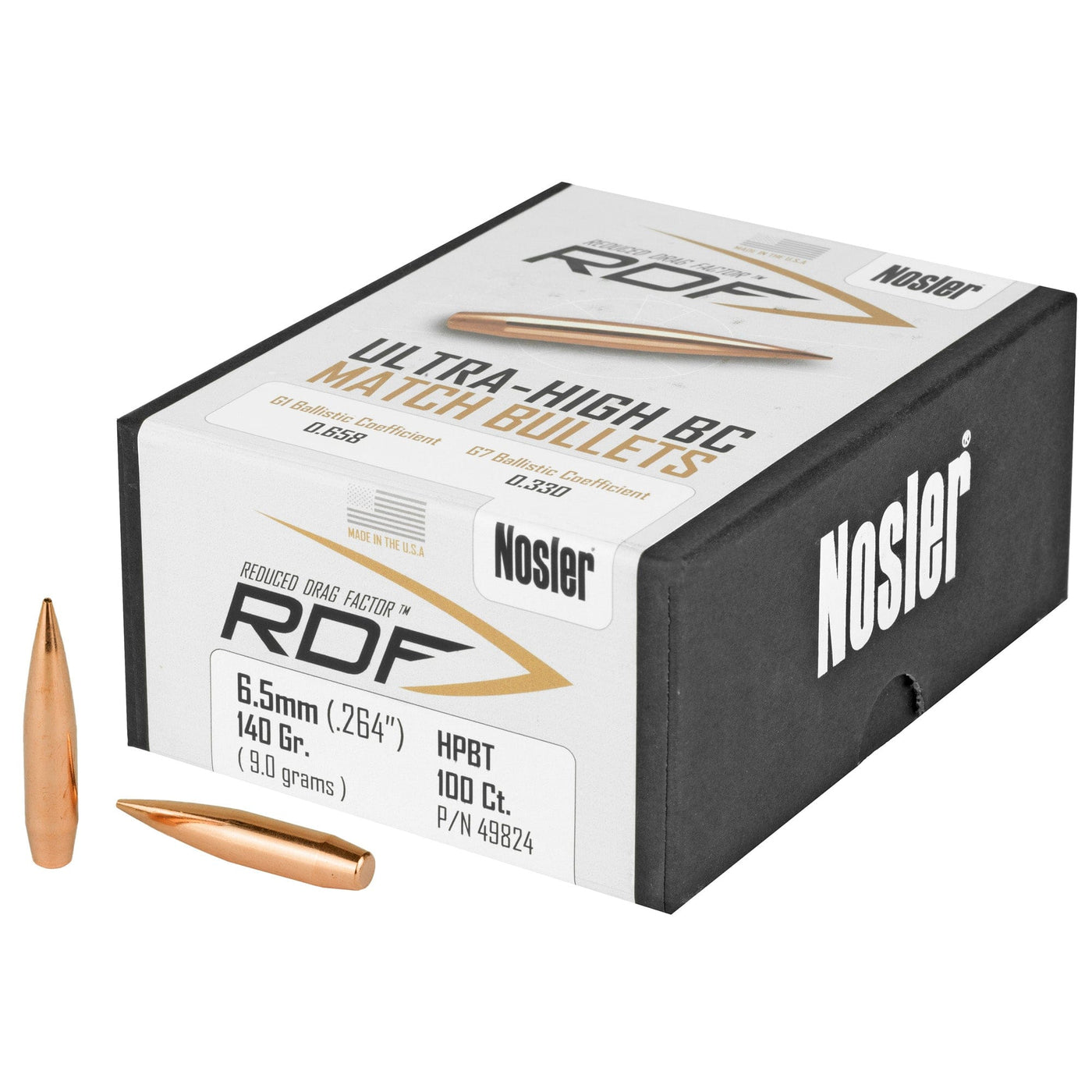 Nosler Nosler Bullets 6.5mm .264 - 140gr Rdf Hpbt 100ct Reloading