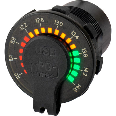 Sea-Dog Sea-Dog Round Rainbow Voltmeter w/USB & USB-C Power Socket Electrical