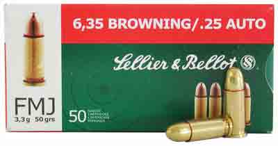 Sellier & Bellot S&b 25 Acp 50gr Fmj-rn - 50rd 40bx/cs Ammo