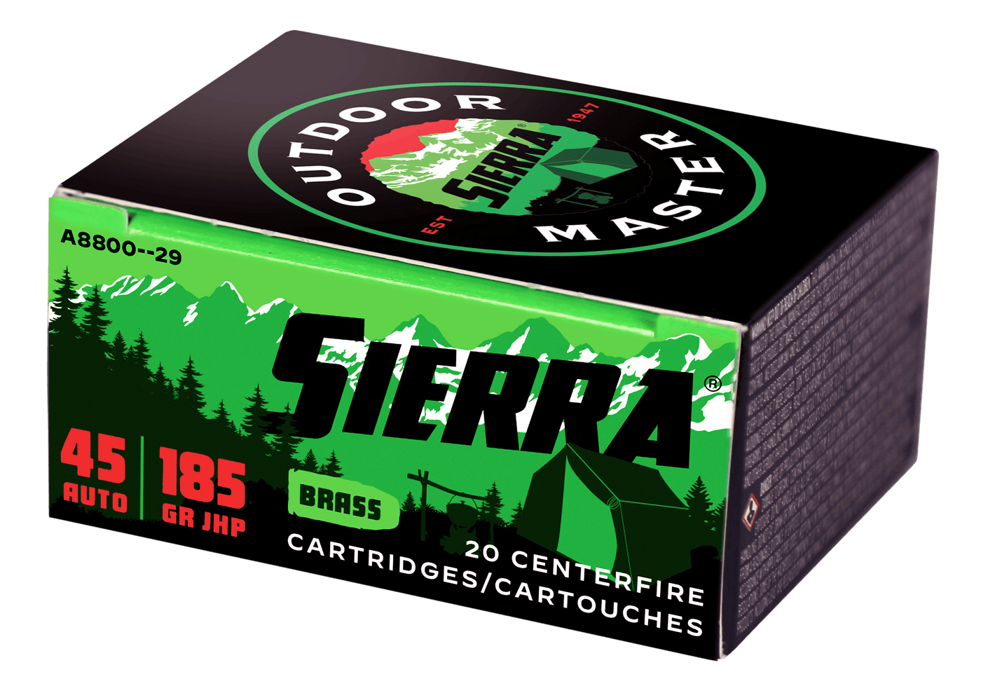 Sierra Sierra Outdoor Master Handgun Ammo 45 Acp 185 Gr. Jhp 20 Rd. Ammo