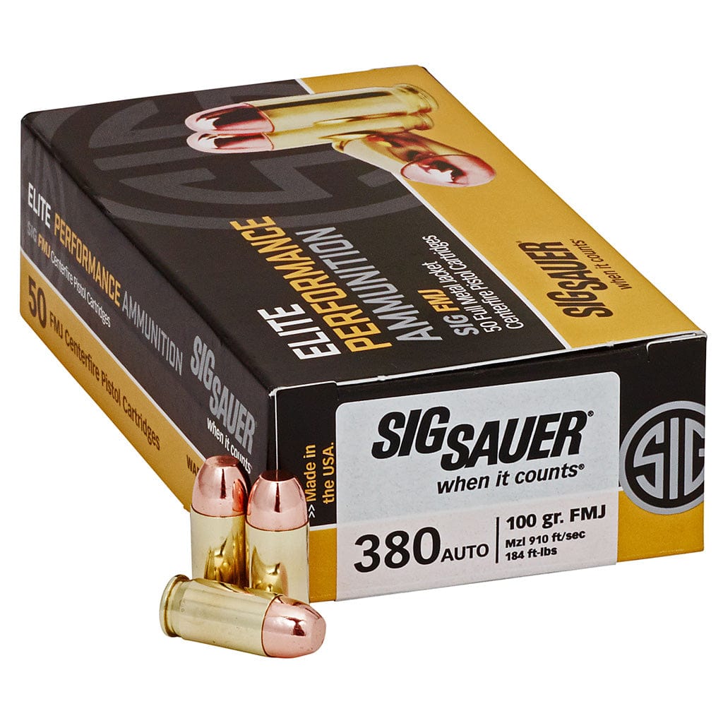 Sig Sauer Sig Sauer Elite Ball Performance Pistol Ammo 380 Acp 100 Gr. Fmj 50 Rd. Ammo