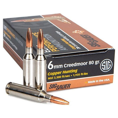 Sig Sauer Sig Sauer Elite Copper Hunting Rifle Ammo 6mm Creedmoor 80 Gr. Solid Copper 20 Rd. Ammo