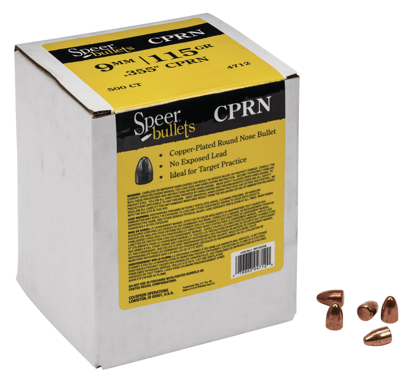 Speer Ammo Speer Ammo Handgun, Speer 4712      Bull .355 115 Cprn             500 Reloading