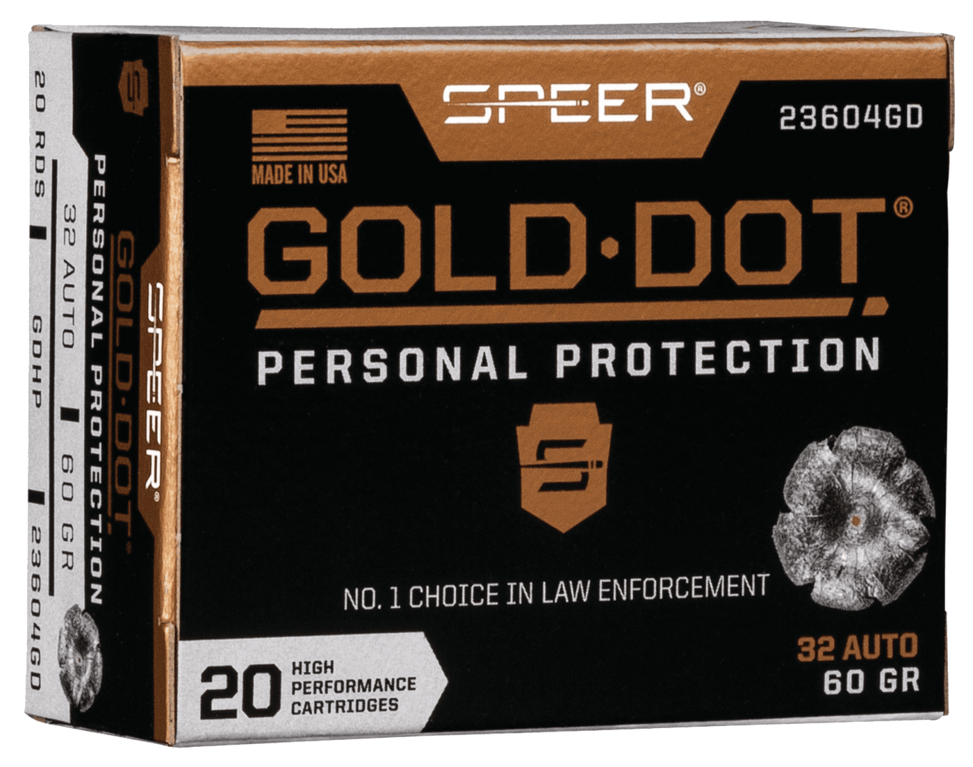 Speer Ammo Speer Gold Dot Handgun Ammo 32 Acp 60 Gr. Hp 20 Rd. Ammo