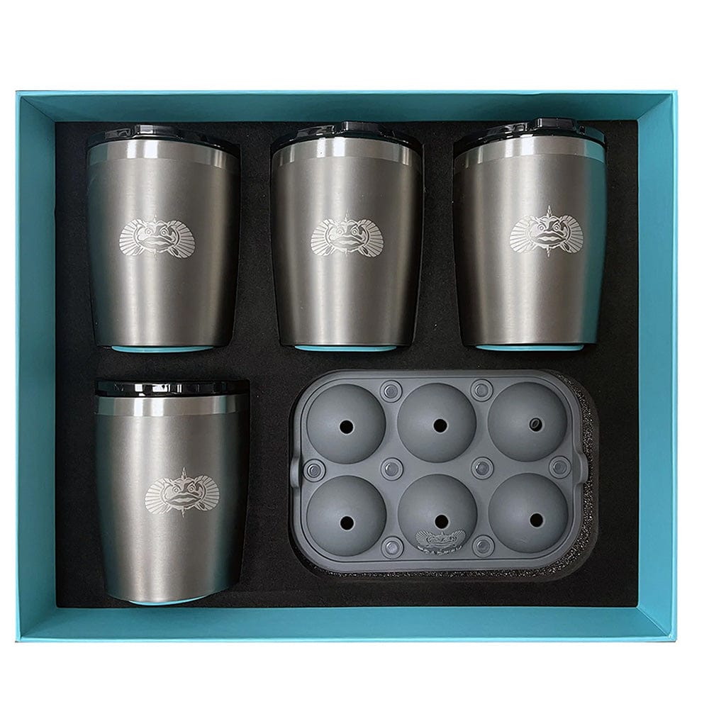 Toadfish Toadfish Non-Tipping 10oz Graphite Rocks Tumblers w/Ice Ball Tray - 4 Tumblers Boat Outfitting