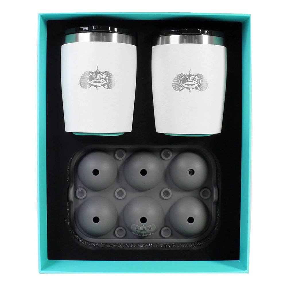 Toadfish Toadfish Non-Tipping 10oz White Rocks Tumblers w/Ice Ball Tray - 2 Tumblers Boat Outfitting