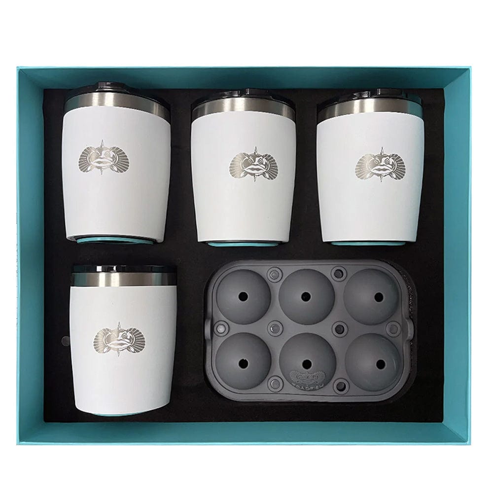 Toadfish Toadfish Non-Tipping 10oz White Rocks Tumblers w/Ice Ball Tray - 4 Tumblers Boat Outfitting