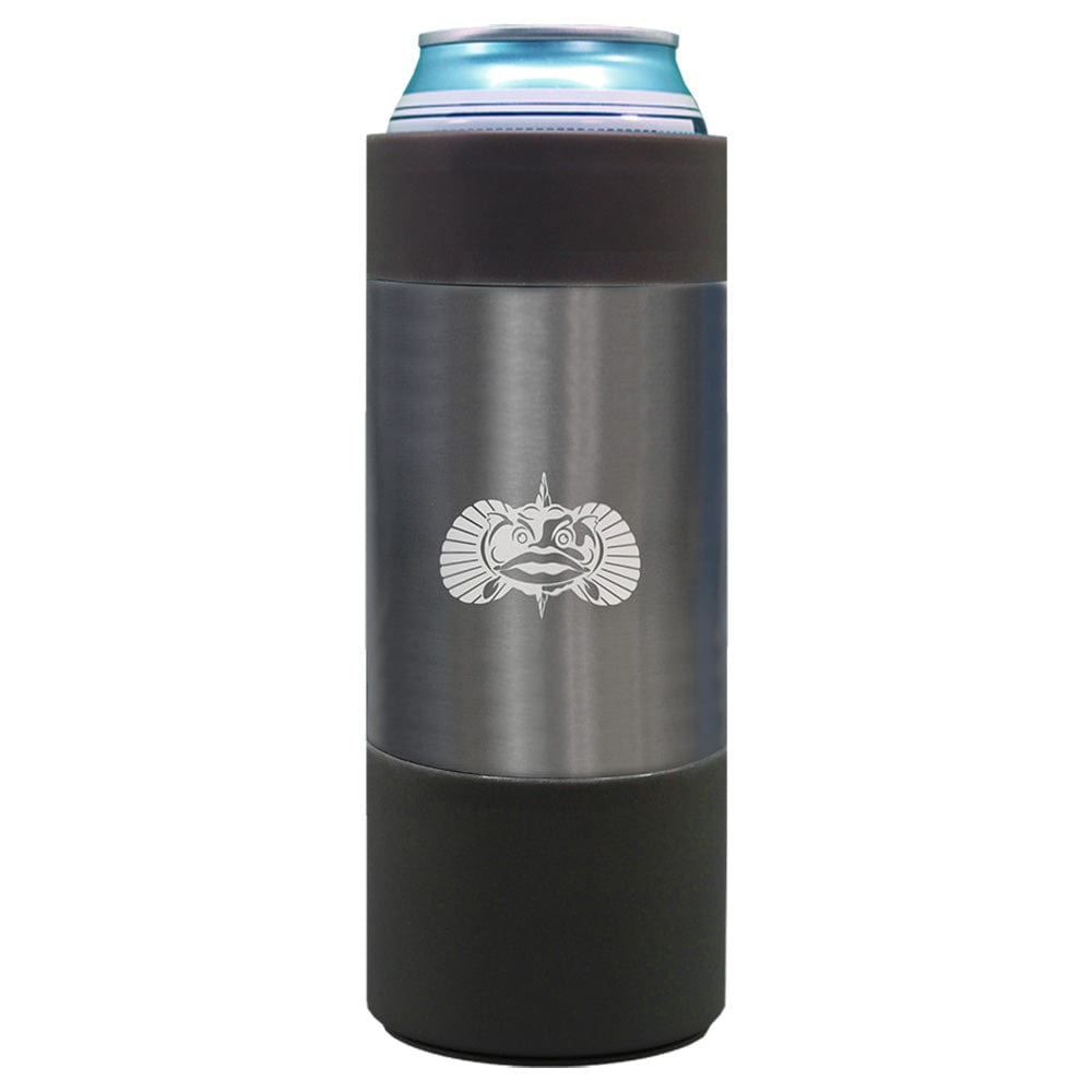 Toadfish Toadfish Non-Tipping Slim Can Cooler + Adapter - 12oz - Graphite Boat Outfitting