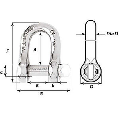 Wichard Marine Wichard Captive Pin D Shackle - Diameter 6mm - 1/4" Sailing