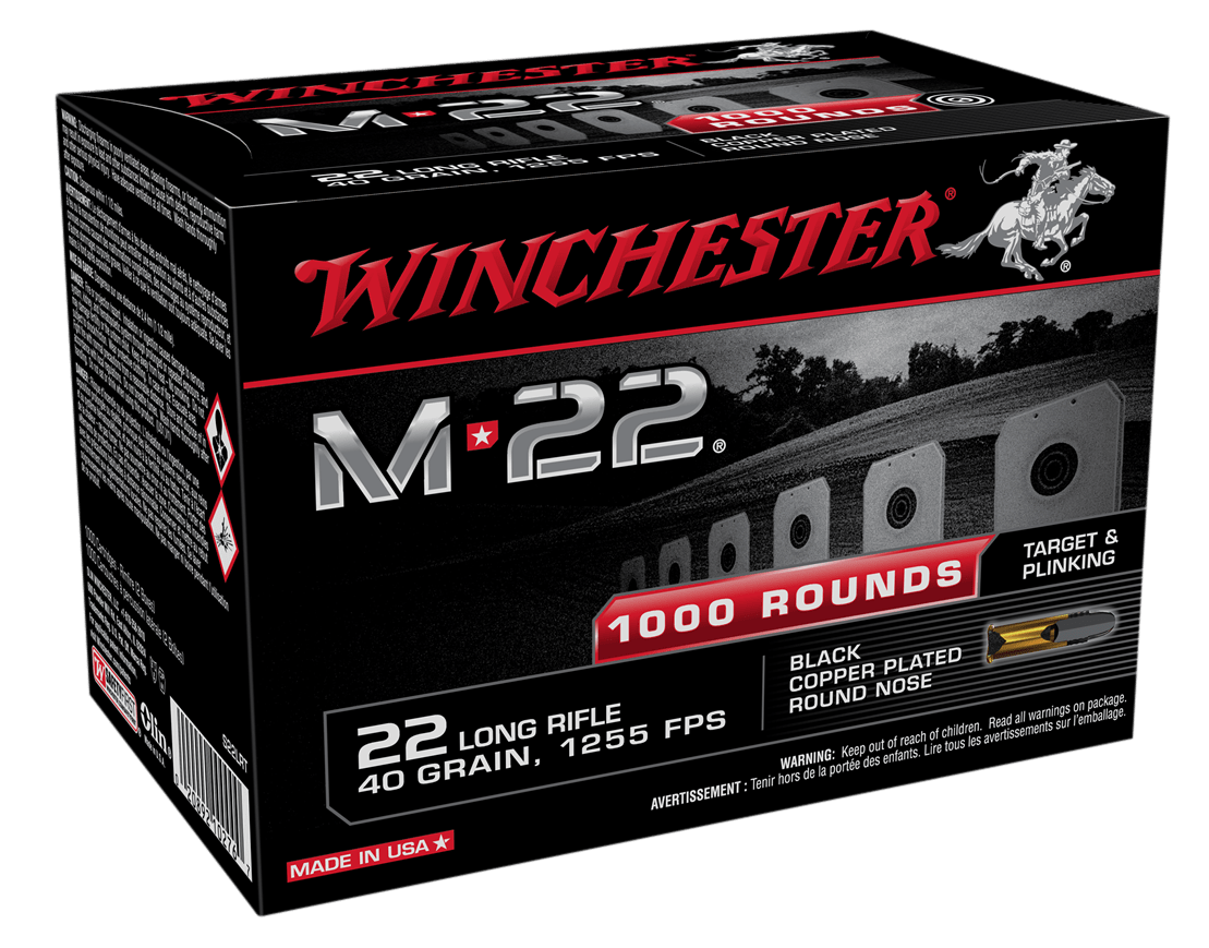 Winchester Ammo Winchester M-22 22lr 1255fps - 1000rd 2bx/cs 40gr Lead Rn Ammo