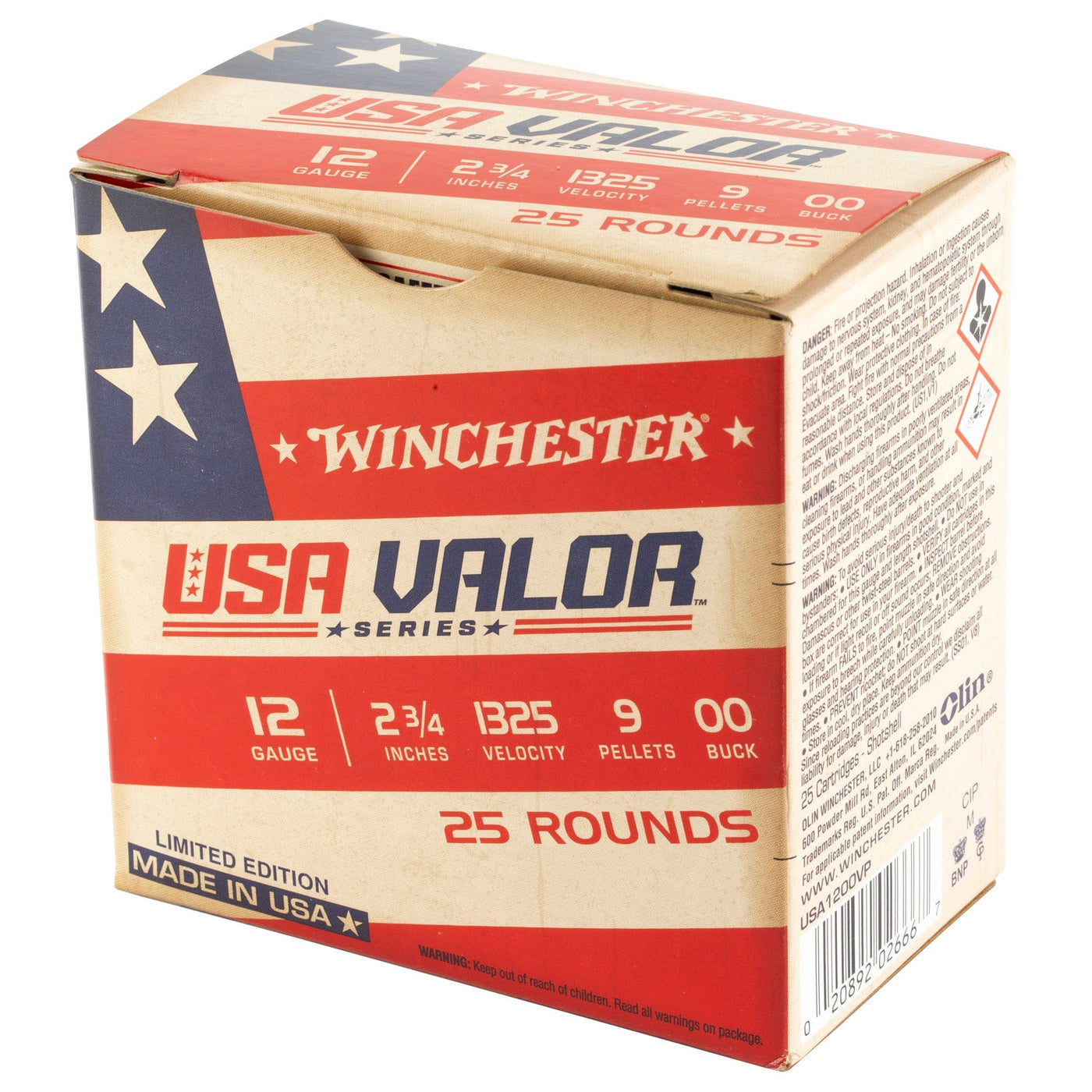 Winchester Ammo Winchester Usa Valor 12ga - 25rd 10bx/cs 2.75" 00bk 9plts Ammo