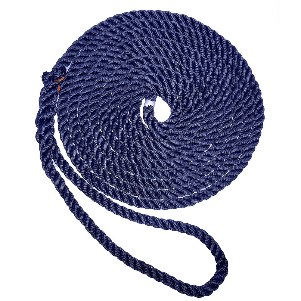 New England Ropes New England Ropes 1/2" X 25' Premium Nylon 3 Strand Dock Line - Navy Blue Anchoring & Docking