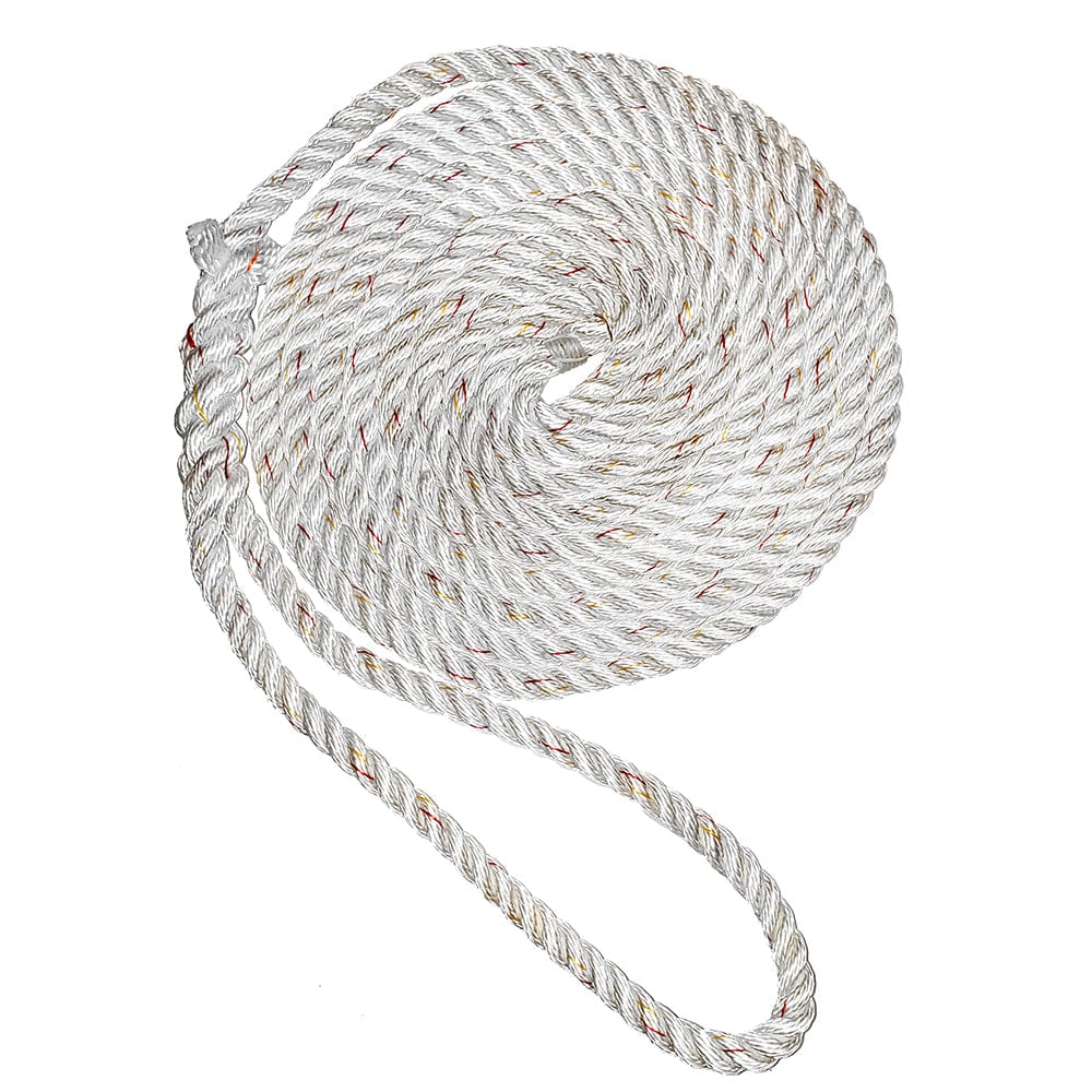 New England Ropes New England Ropes 5/8" X 25' Premium Nylon 3 Strand Dock Line - White w/Tracer Anchoring & Docking