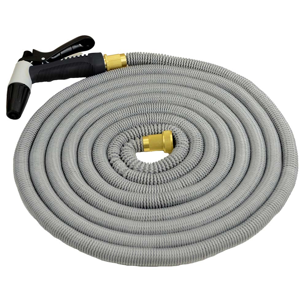 HoseCoil HoseCoil Expandable 50' Grey Hose Kit w/Nozzle & Bag Boat Outfitting