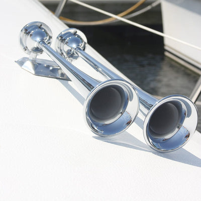 Marinco Marinco 24V Chrome Plated Dual Trumpet Air Horn Boat Outfitting