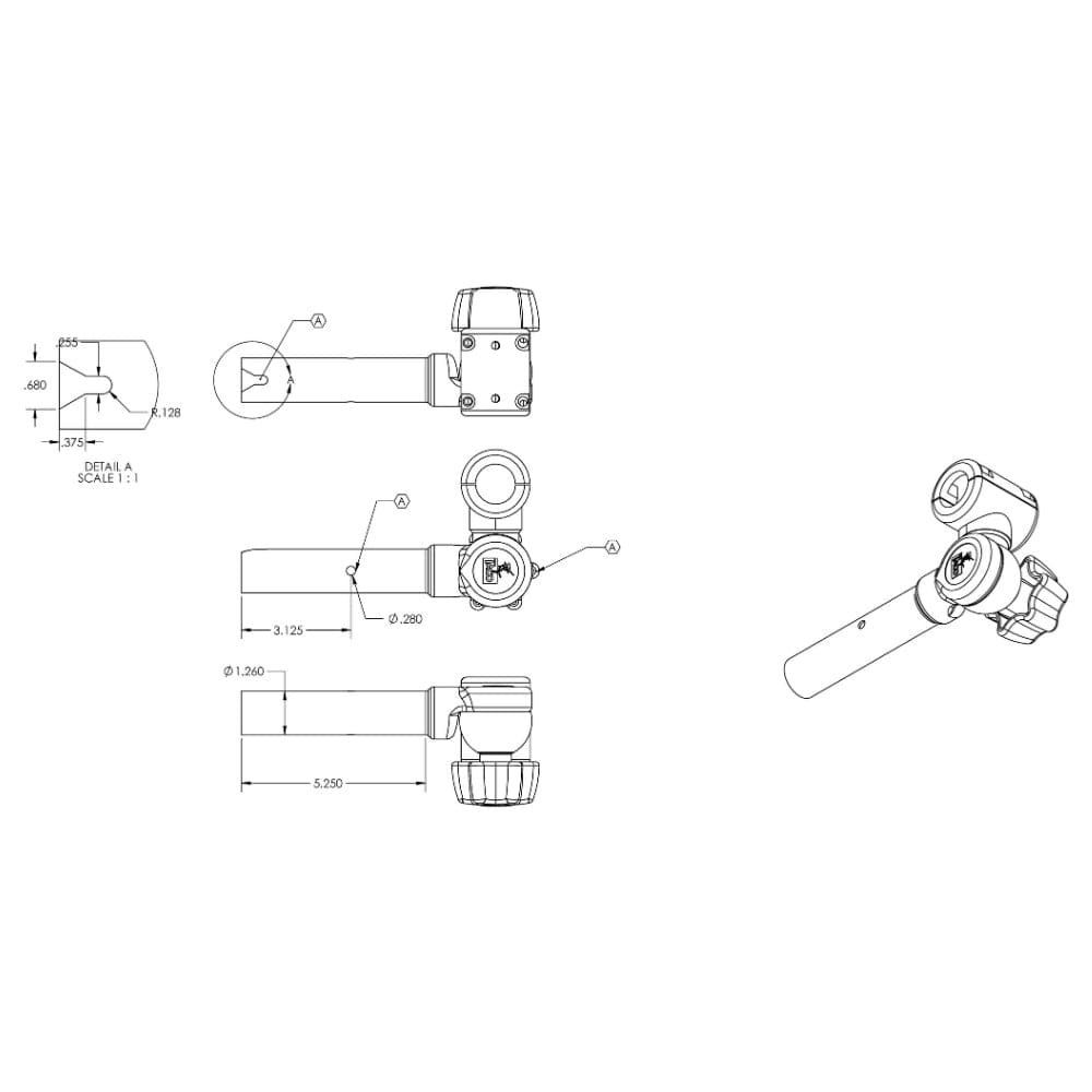 TACO Marine TACO ShadeFin Adjustable Clamp-On Pipe Mount Boat Outfitting