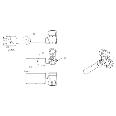 TACO Marine TACO ShadeFin Adjustable Clamp-On Pipe Mount Boat Outfitting