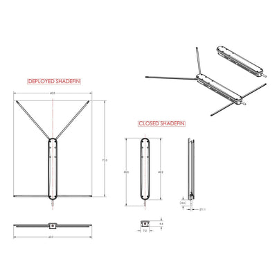 TACO Marine TACO ShadeFin w/White Fabric, Bag & Fixed Rod Holder Mount Kit Boat Outfitting