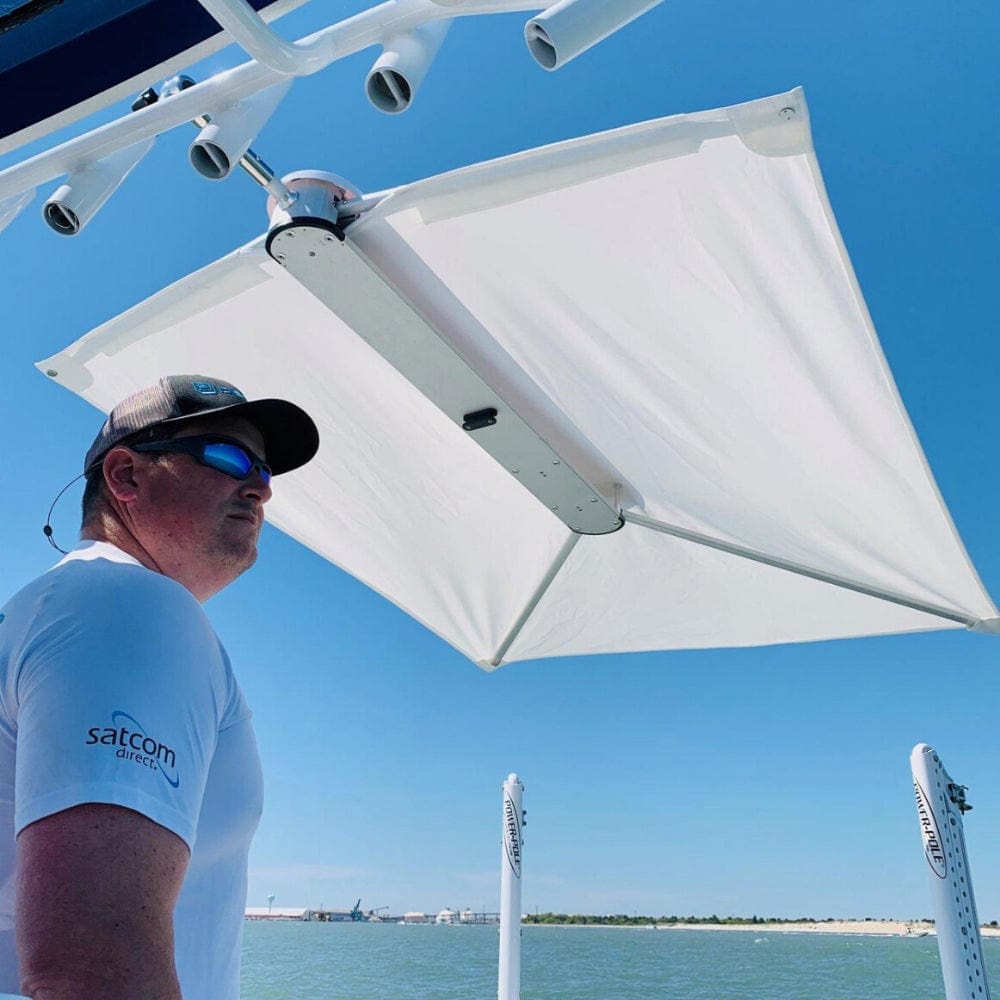 TACO Marine TACO ShadeFin w/White Fabric, Bag & Fixed Rod Holder Mount Kit Boat Outfitting