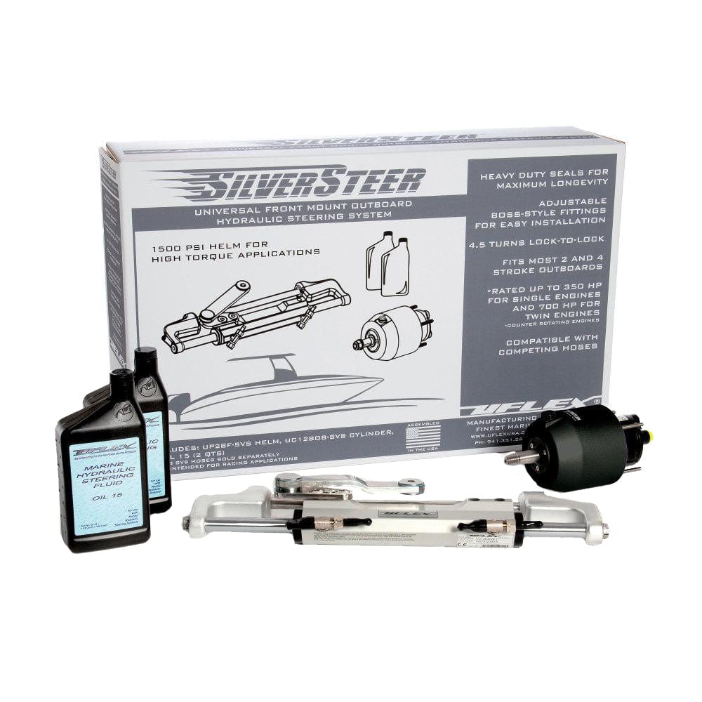 Uflex USA Uflex SilverSteer™ Universal Front Mount Outboard Hydraulic Steering System w/ UC128-SVS-1 Cylinder Boat Outfitting