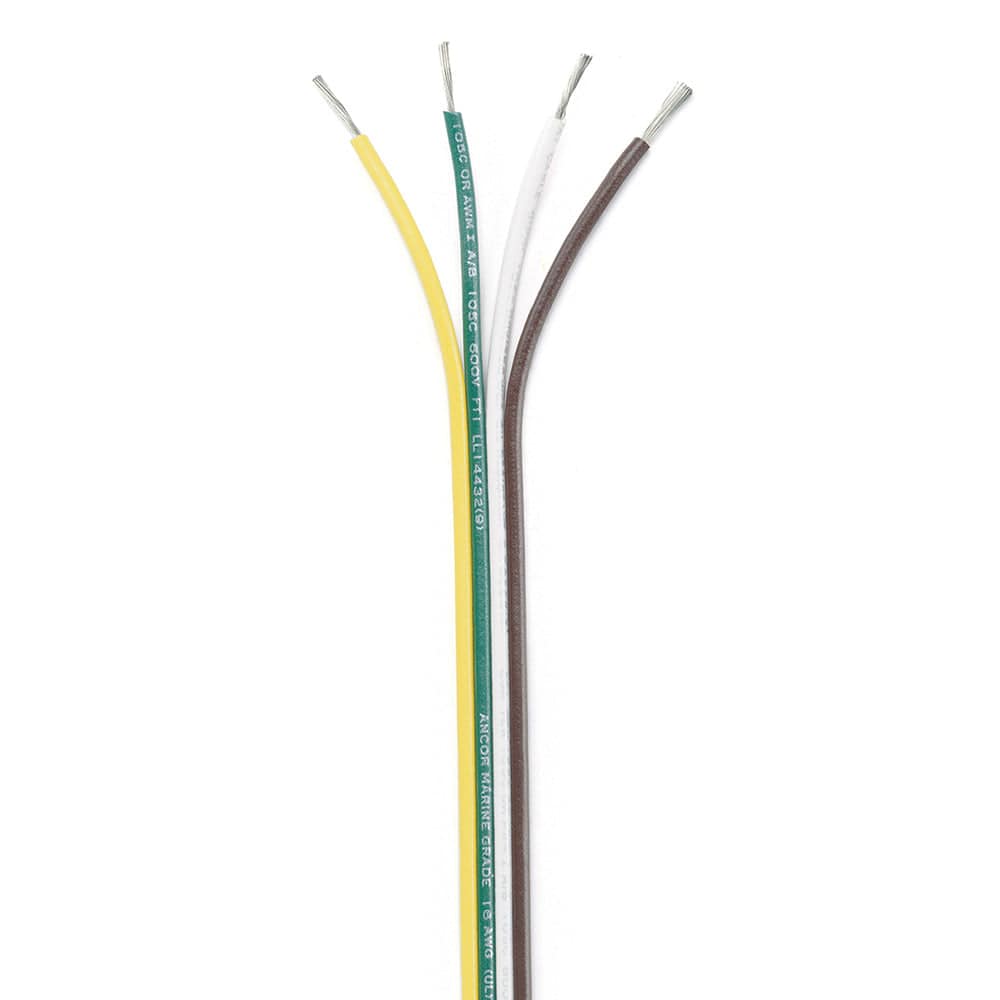 Ancor Ancor Ribbon Bonded Cable - 16/4 AWG - Brown/Green/White/Yellow - Flat - 100' Electrical