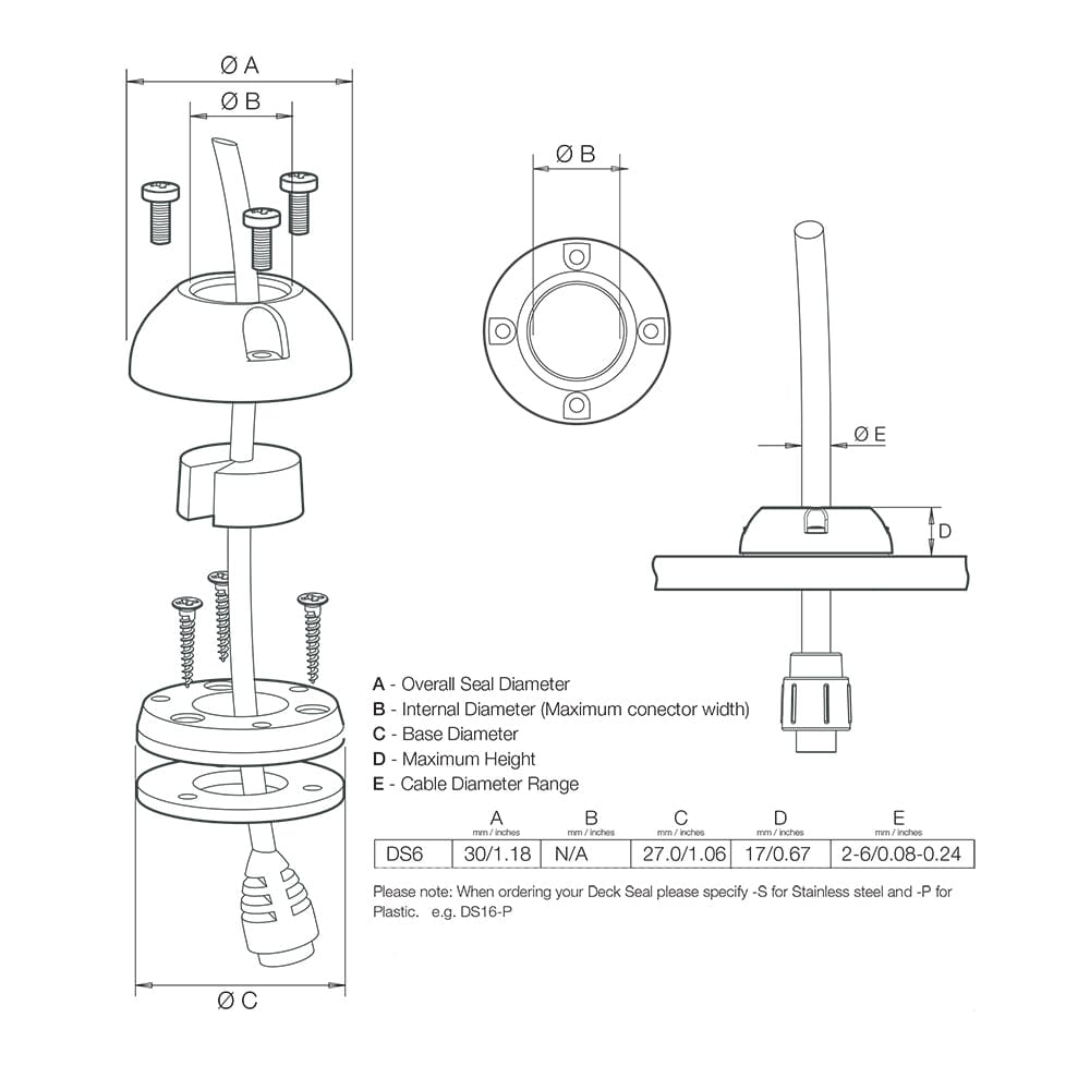 Scanstrut Scanstrut DS6-P Vertical Cable Seal Electrical