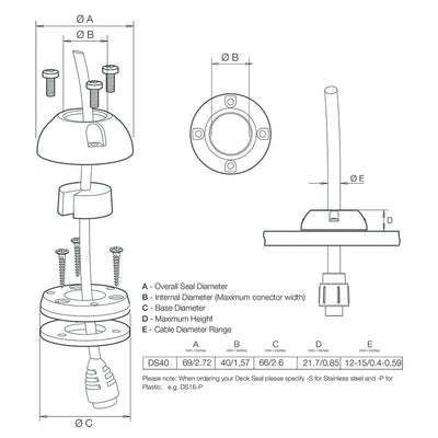 Scanstrut Scanstrut Large Deck Seal Connector - 1.57" Cable - .59" Electrical