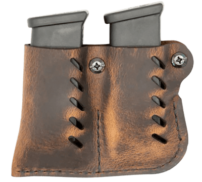 VersaCarry Versacarry Leather Dbl Mag Pch - Single Stack Distress Brown Holsters And Related Items