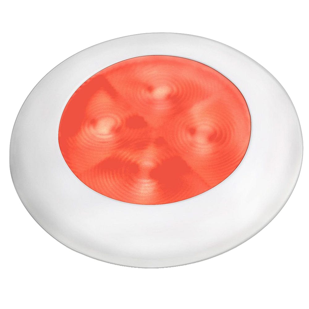 Hella Marine Hella Marine Slim Line LED 'Enhanced Brightness' Round Courtesy Lamp - Red LED - White Plastic Bezel - 12V Lighting