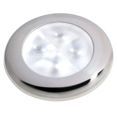 Hella Marine Hella Marine Slim Line LED 'Enhanced Brightness' Round Courtesy Lamp - White LED - Stainless Steel Bezel - 12V Lighting