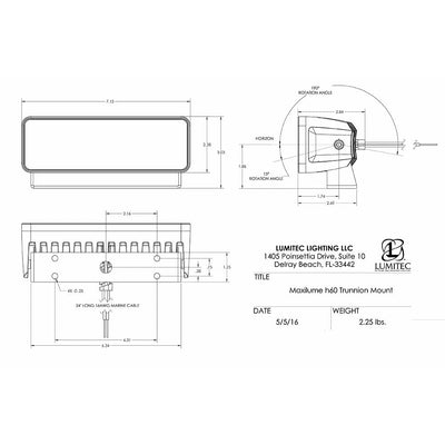 Lumitec Lumitec Maxillume h60 - Trunnion Mount Flood Light - White Dimming - White Housing Lighting