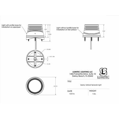 Lumitec Lumitec Zephyr LED Spreader/Deck Light -Brushed, Black Base - White Non-Dimming Lighting