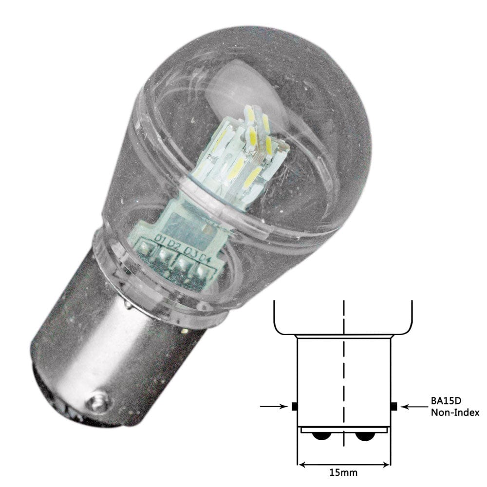 Lunasea Lighting Lunasea Bayonet LED Bulb BA15D - 10-30VDC/1W/75 Lumens - Warm White Lighting