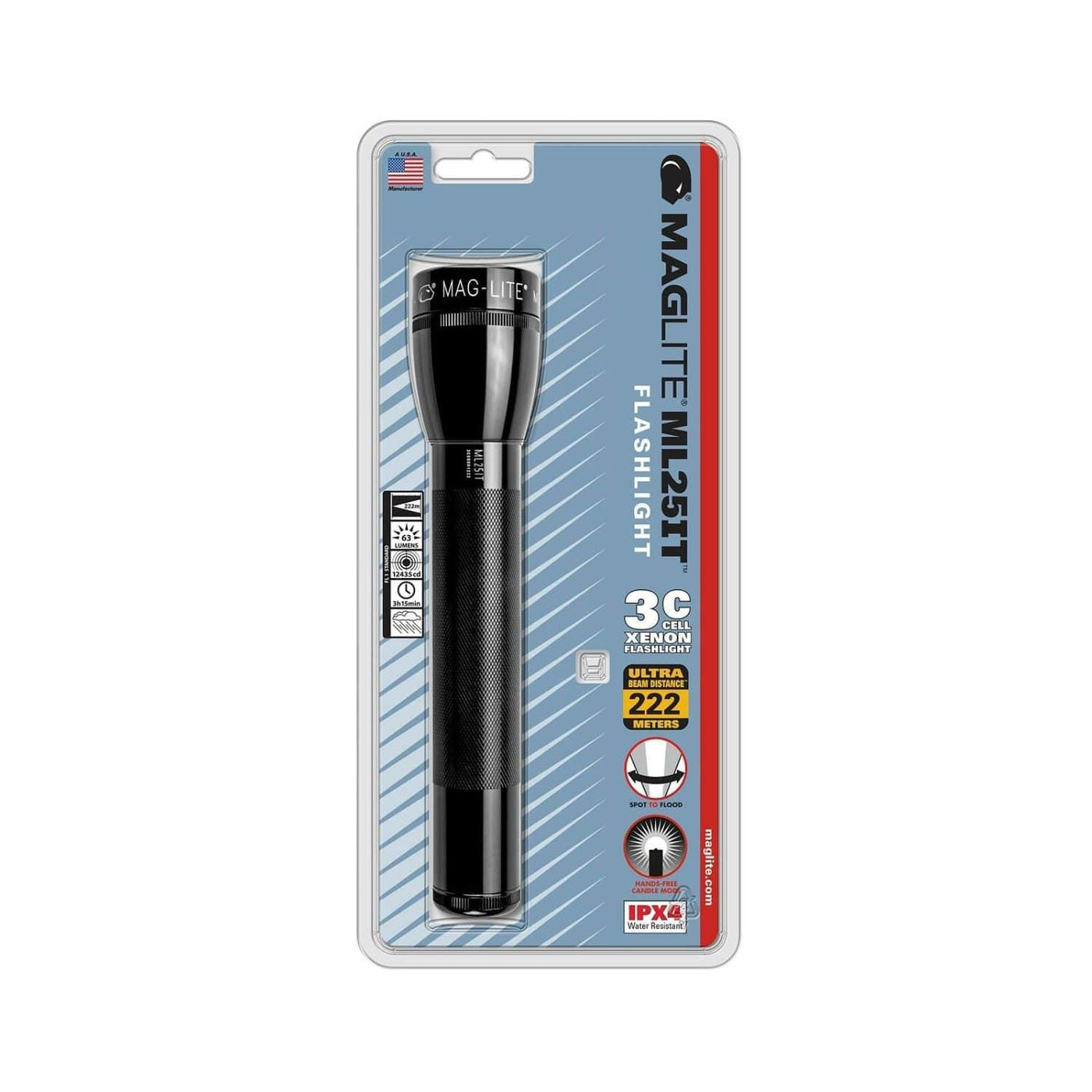 Maglite Maglite ML25IT C Black Incandescent Flashlight 3-Cell Lights