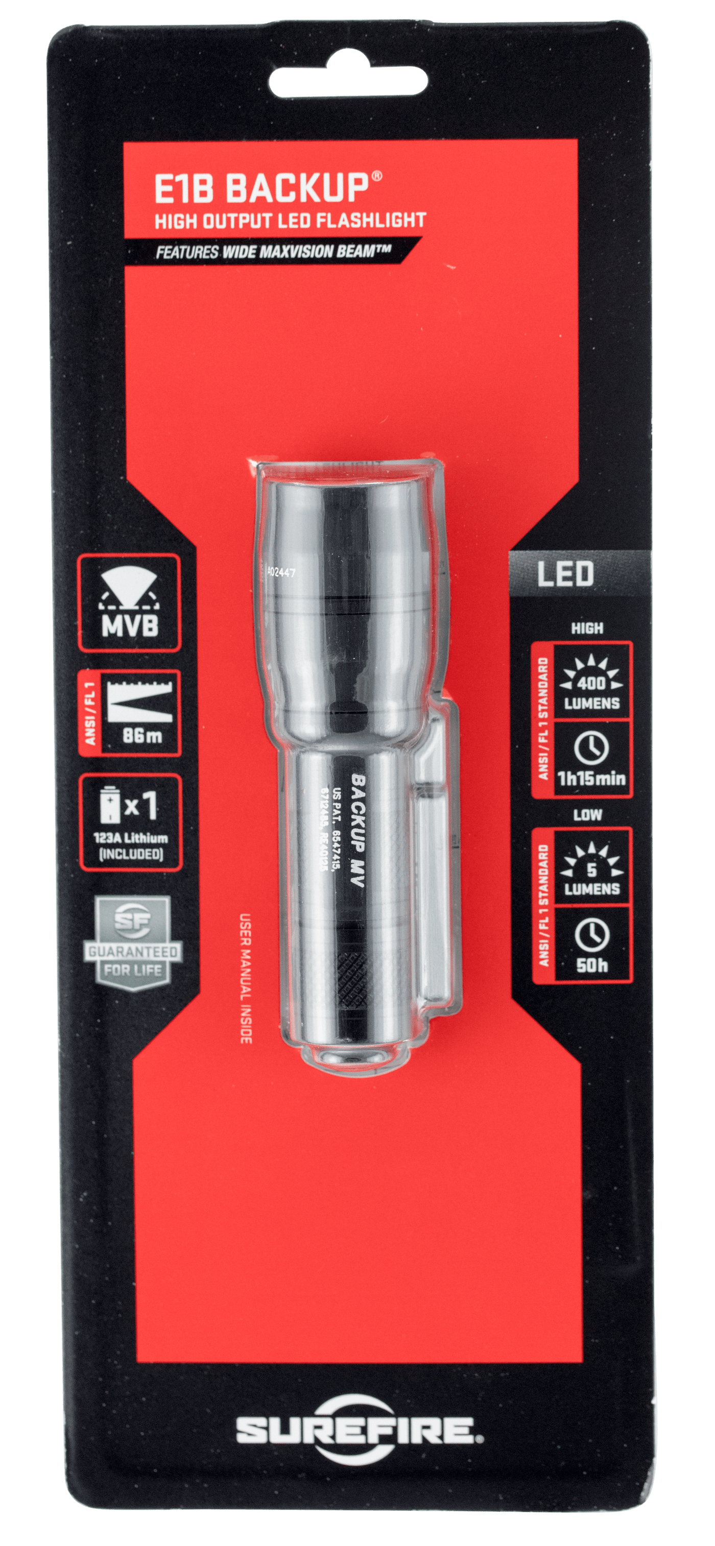 SureFire SureFire E1B Backup Dual Output MaxVision LED Flashlight Lights