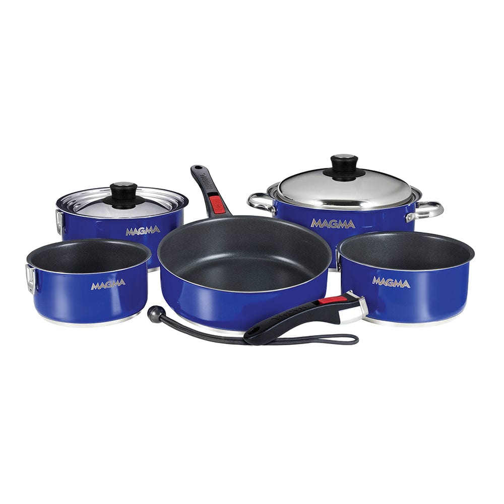 Magma Magma Nestable 10 Piece Induction Non-Stick Enamel Finish Cookware Set - Cobalt Blue Boat Outfitting